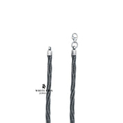 Close-up of Handcrafted Netted Rope Classic Chain in oxidized silver, highlighting its detailed craftsmanship