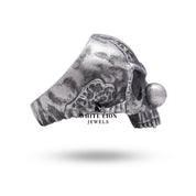 Oxidized Silver Skull Ring for Rock Style