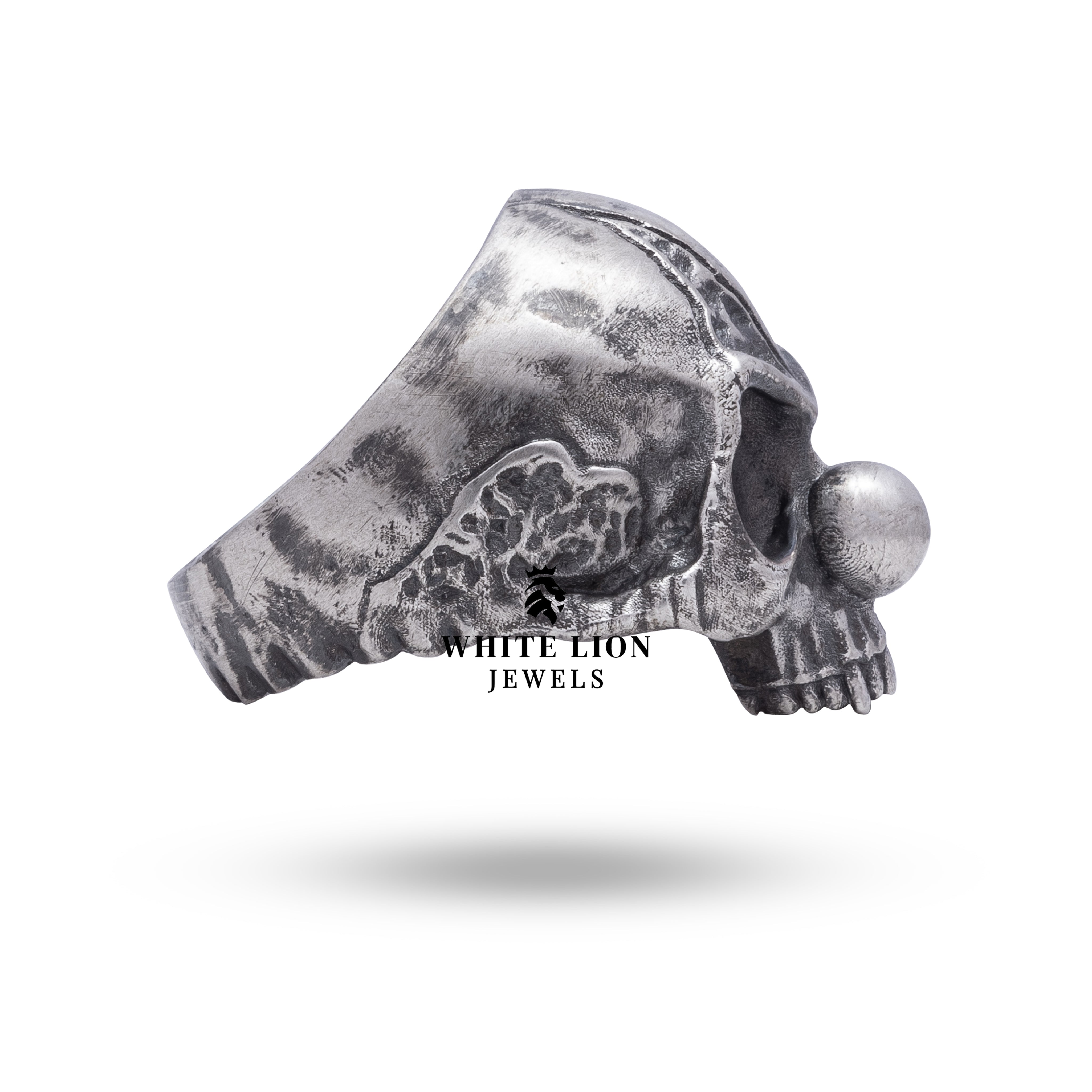Oxidized Silver Skull Ring for Rock Style
