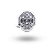 Side view of Retro Mandala Gothic Flower Skull Ring with intricate flower and skull detailing