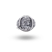 Side view of Medusa Gorgon Snakes 925 Sterling Silver Ring showcasing handcrafted serpent details.