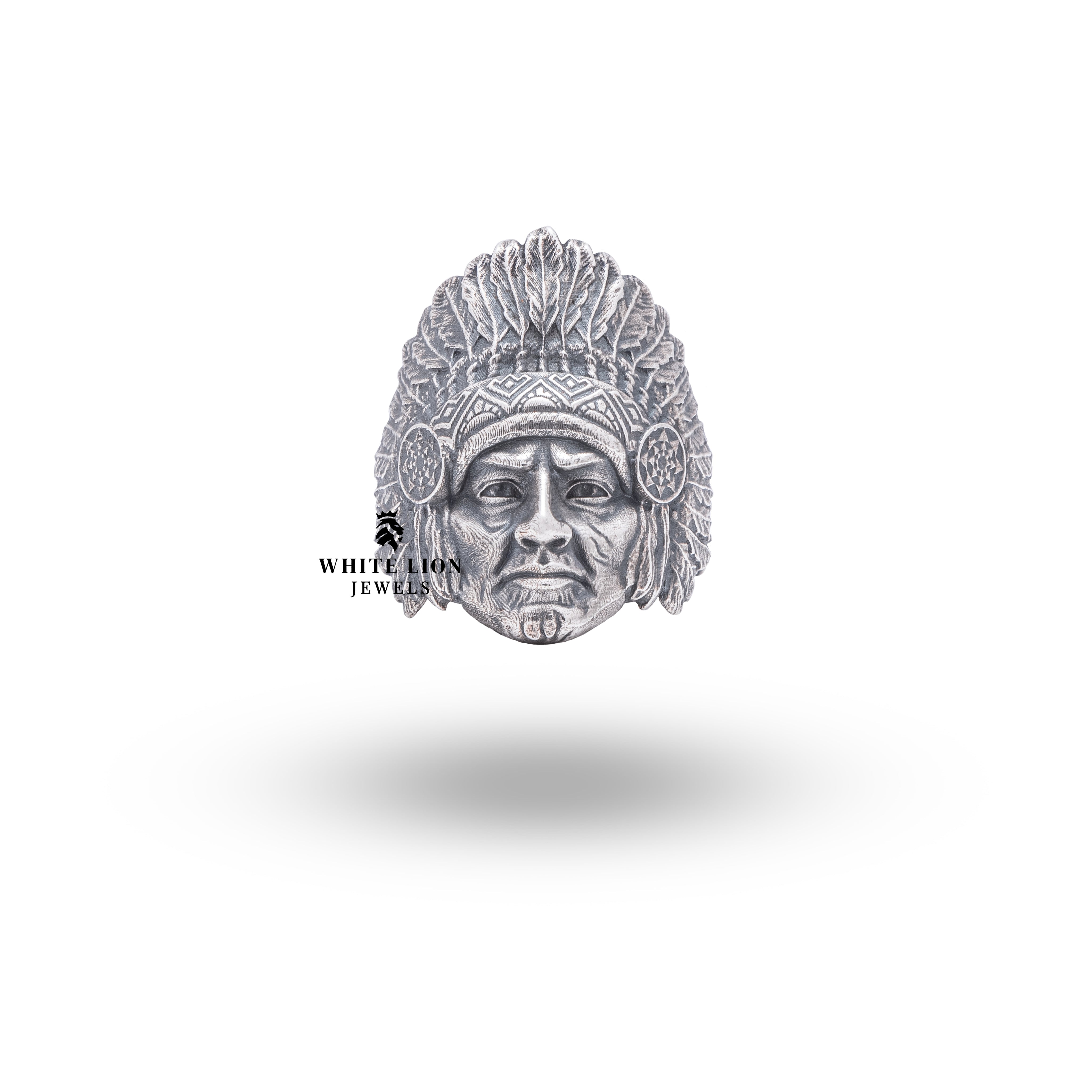 Front view of American Indian 925 Sterling Silver Ring highlighting cultural motifs