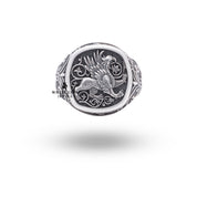 Side profile of the Gryphon Lion 925 Sterling Silver Ring highlighting the intricate craftsmanship.