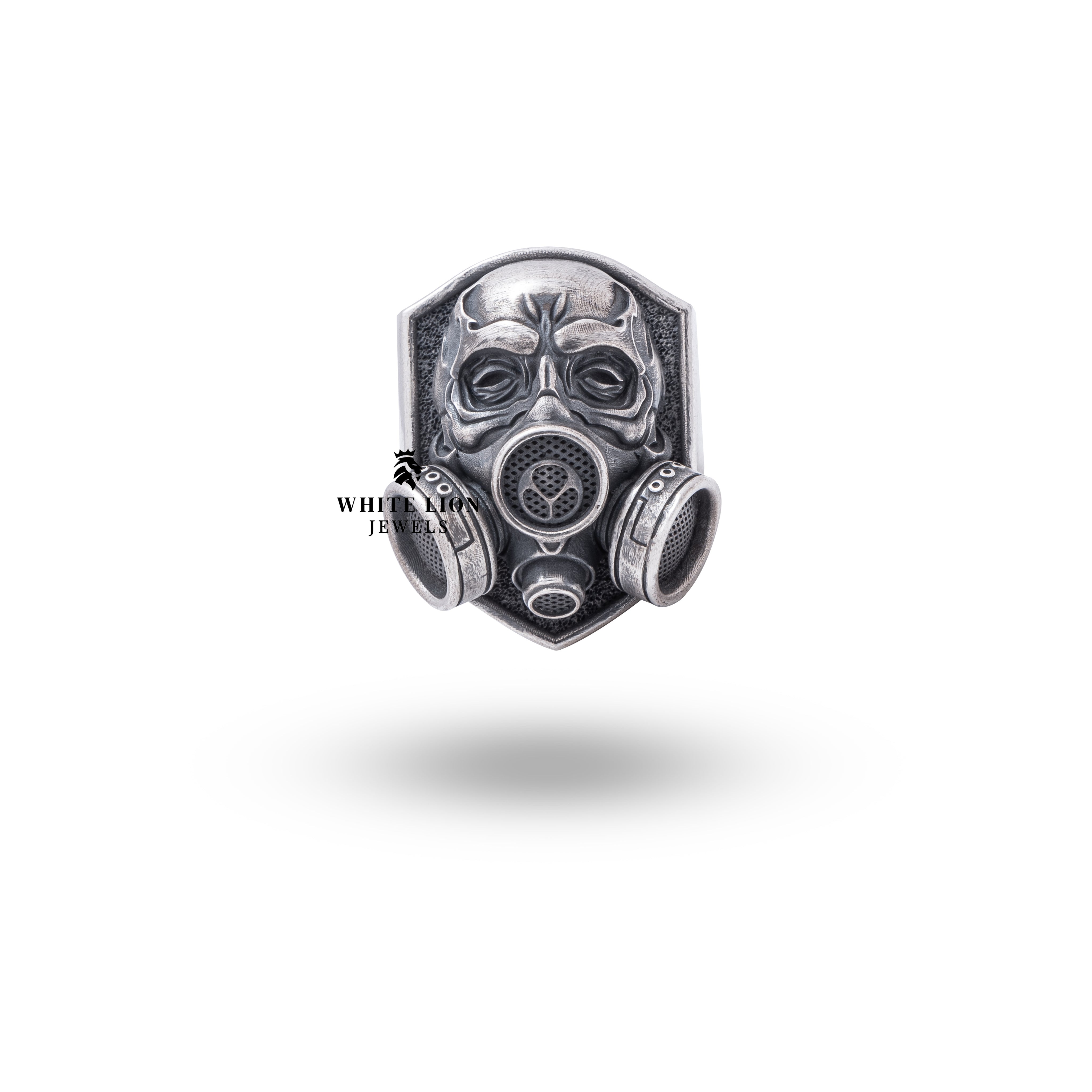 Side view of Oxygen Mask Respirator Silver Ring with Nickel Free protective coating