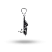 Back view of the 925 Sterling Silver dragon wings skull pendant