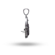 Side view of the Owl Night Bird 925 Sterling Silver Pendant, emphasizing the smooth finish and fine detailing.