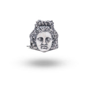 Detailed view of Greek God Apollo 925 ring with artful craftsmanship and luxury finish.