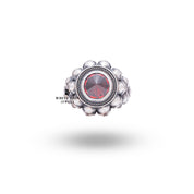 Artisan-crafted gothic ring with intricate skull details and deep red garnet from White Lion Jewels.