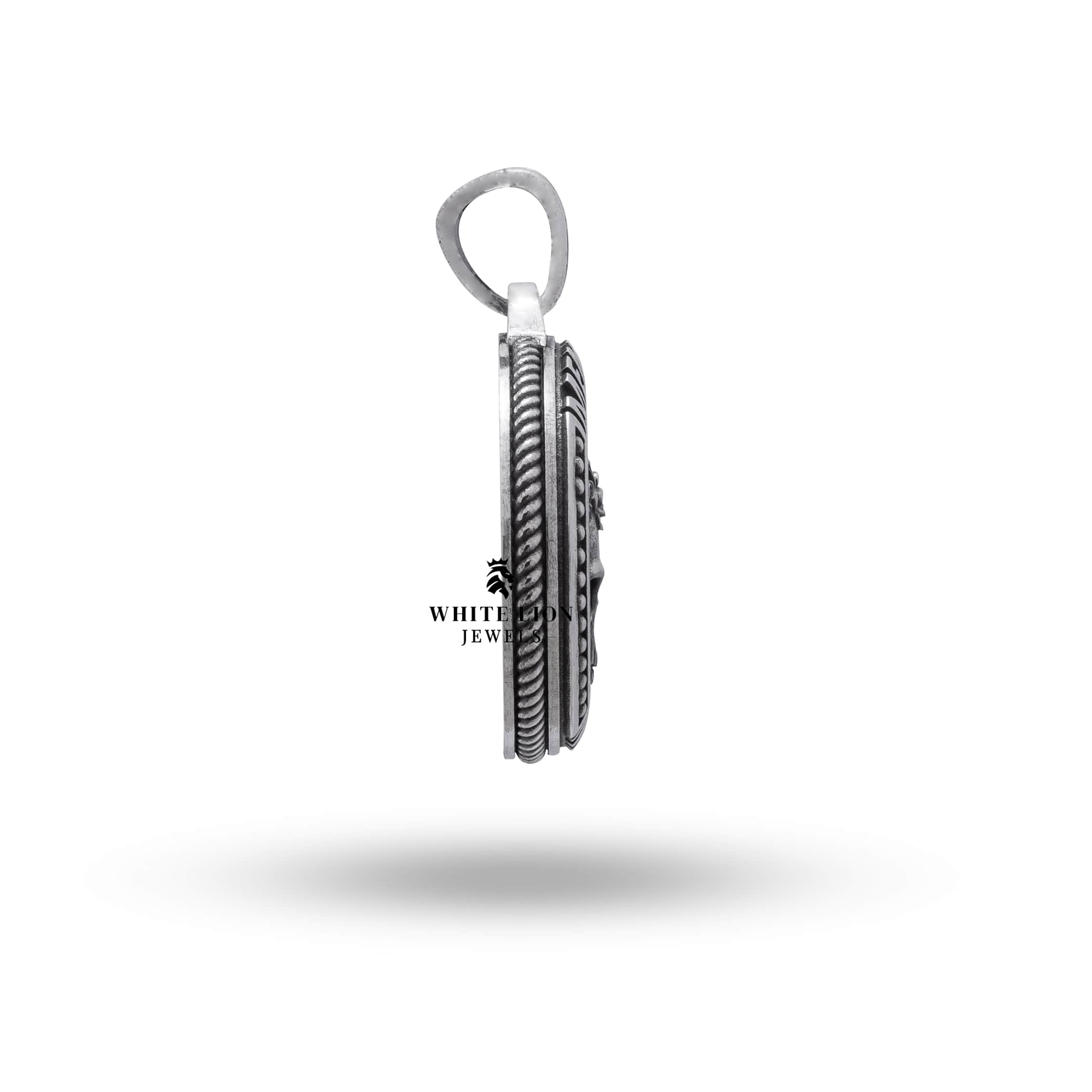 Backside of the Memento Mori Zodiac Virgo Flowers Pendant showing the protective coating