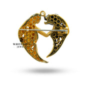 Lady Panther Brooch | 925 Sterling Silver & Gold Plated | Cubic Zirconia Elegant Jewelry