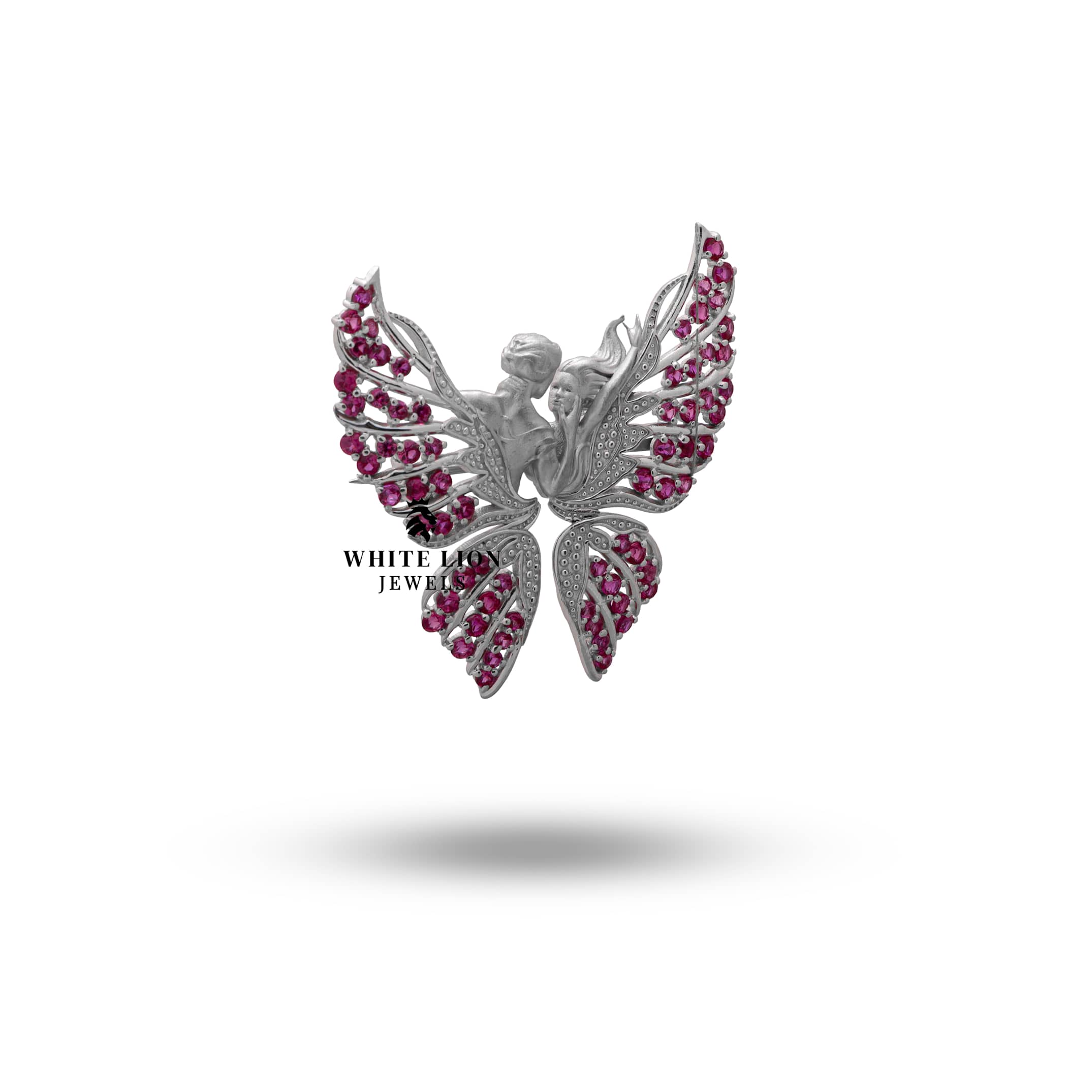 Side angle of 925 Sterling Silver Butterfly Brooch showing detailed craftsmanship and elegance.