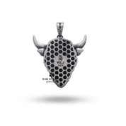 Detailed Bull Head design pendant in oxidized sterling silver