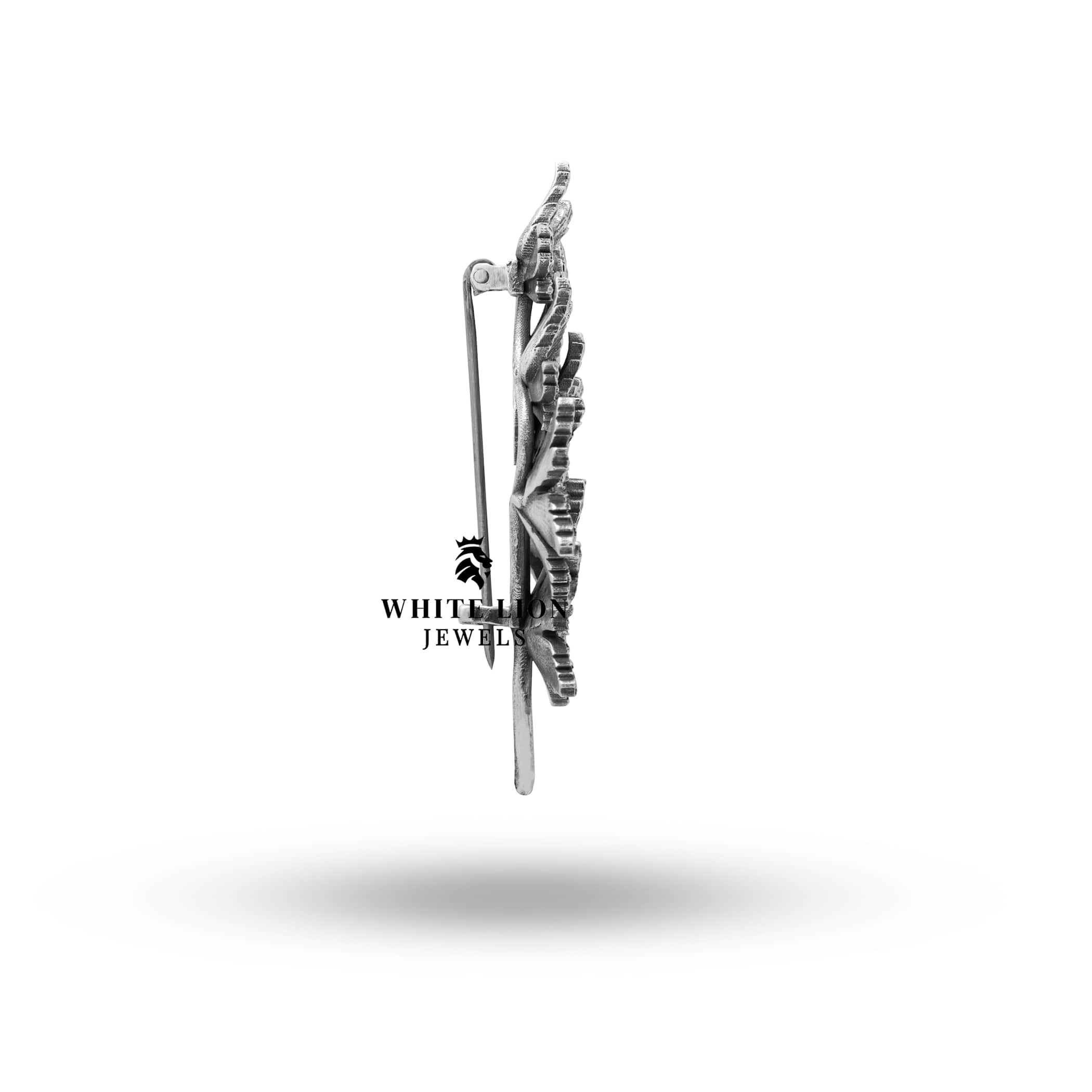 Exquisite handcrafted 925 Sterling Silver brooch with Cubic Zirconia, perfect for traditional attire