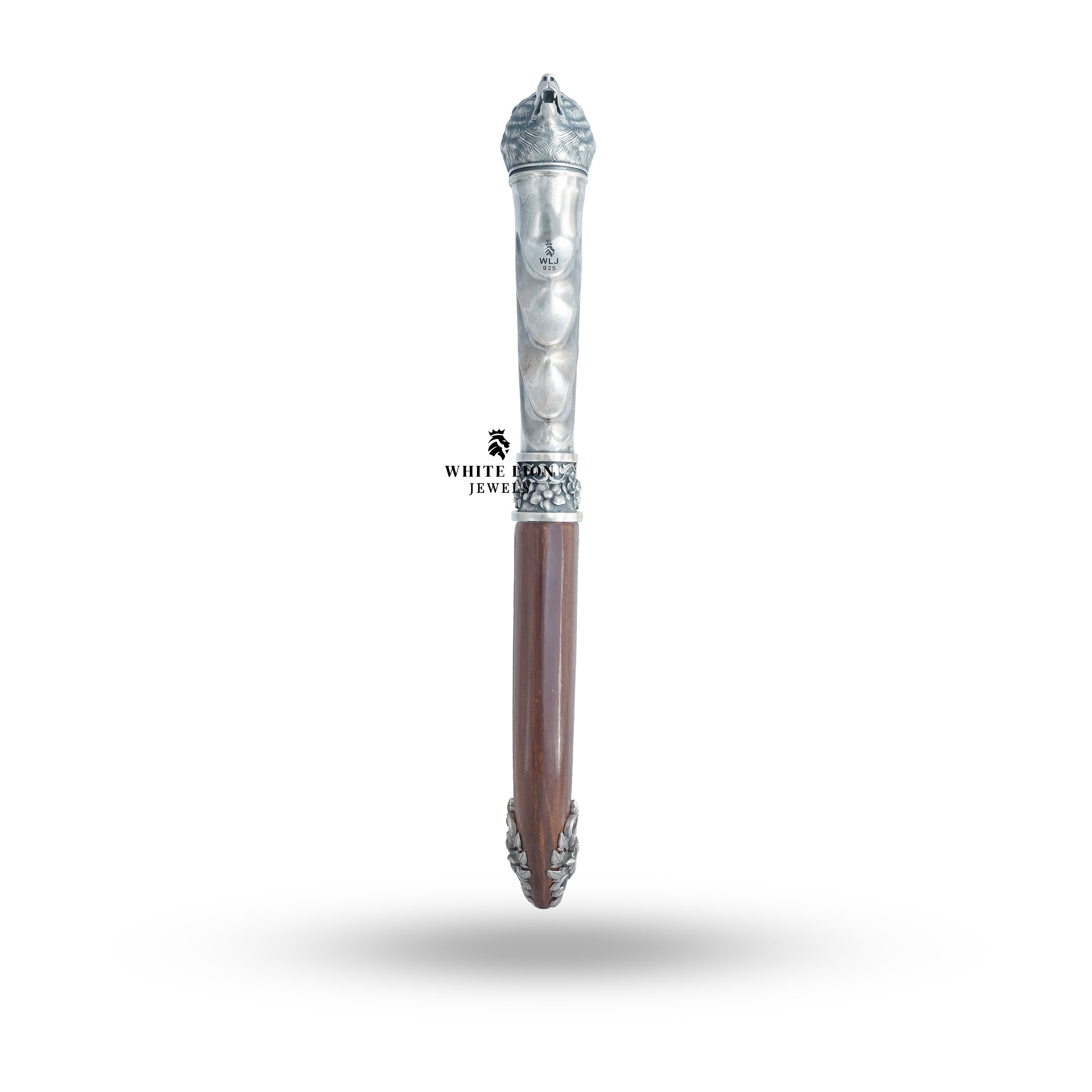 Bear Katar 925 Sterling Silver Classic Royal Dagger displayed elegantly in a showcase.