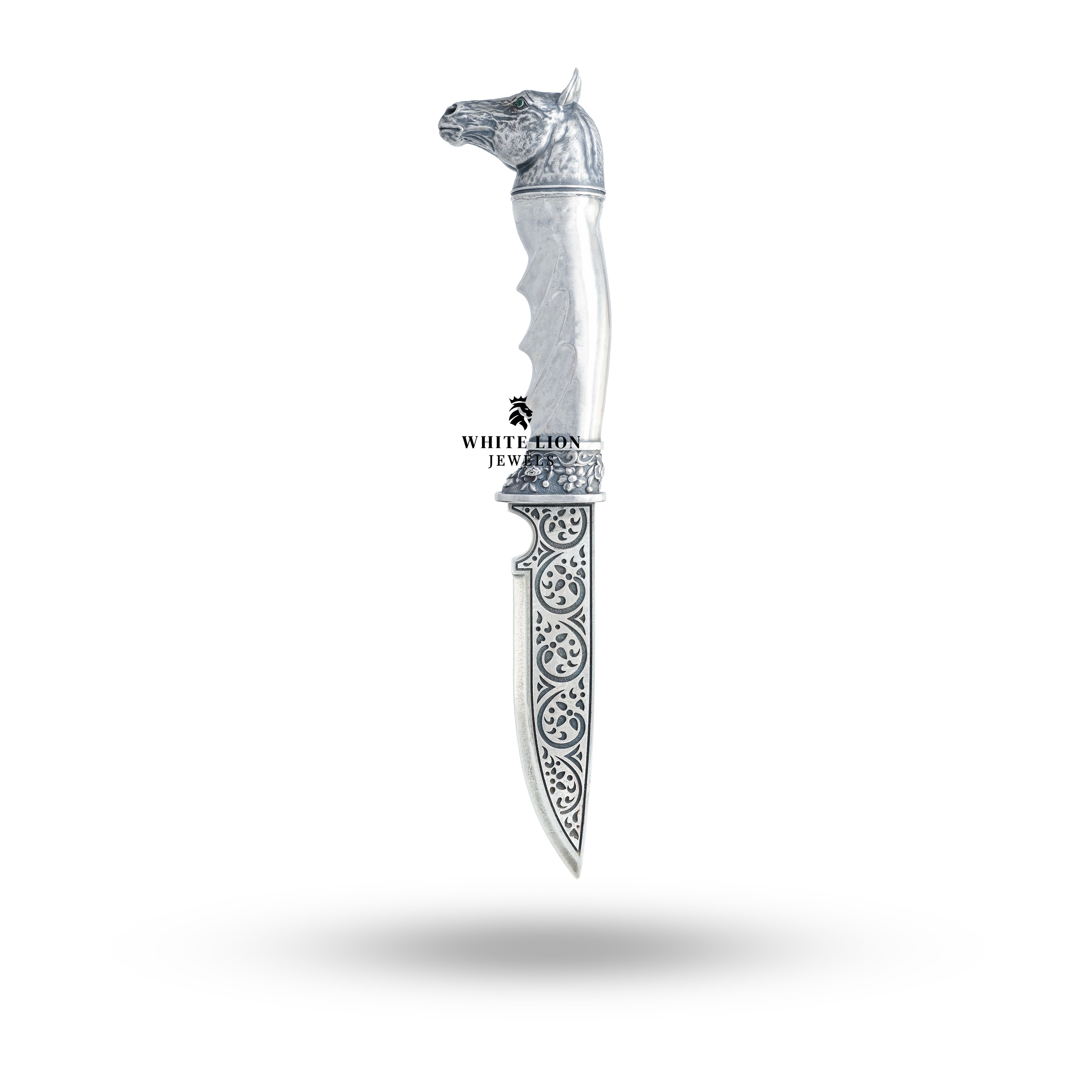 Exquisite Horse Face Katar elegantly displayed, highlighting its stature as a royal collectible.