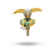 Humming Bird 925 Sterling Silver Gold Plated Ring worn on a hand, showcasing its elegant appearance.