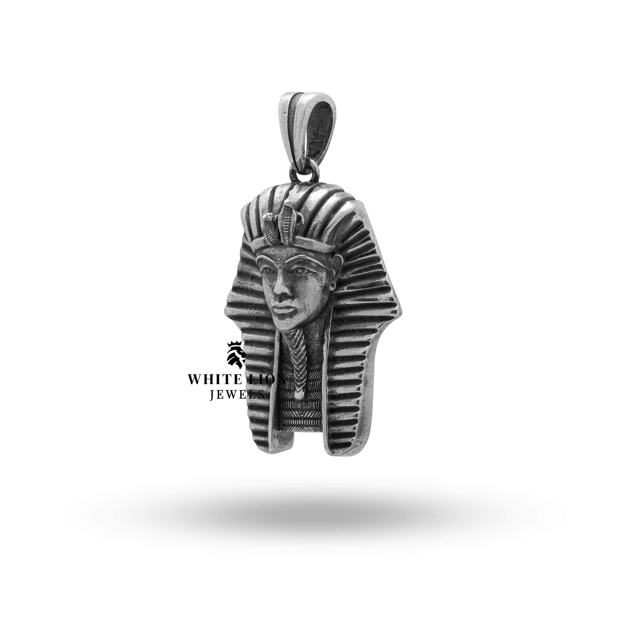 Handcrafted King Pharaoh pendant made from 925 Sterling Silver by White Lion Jewels