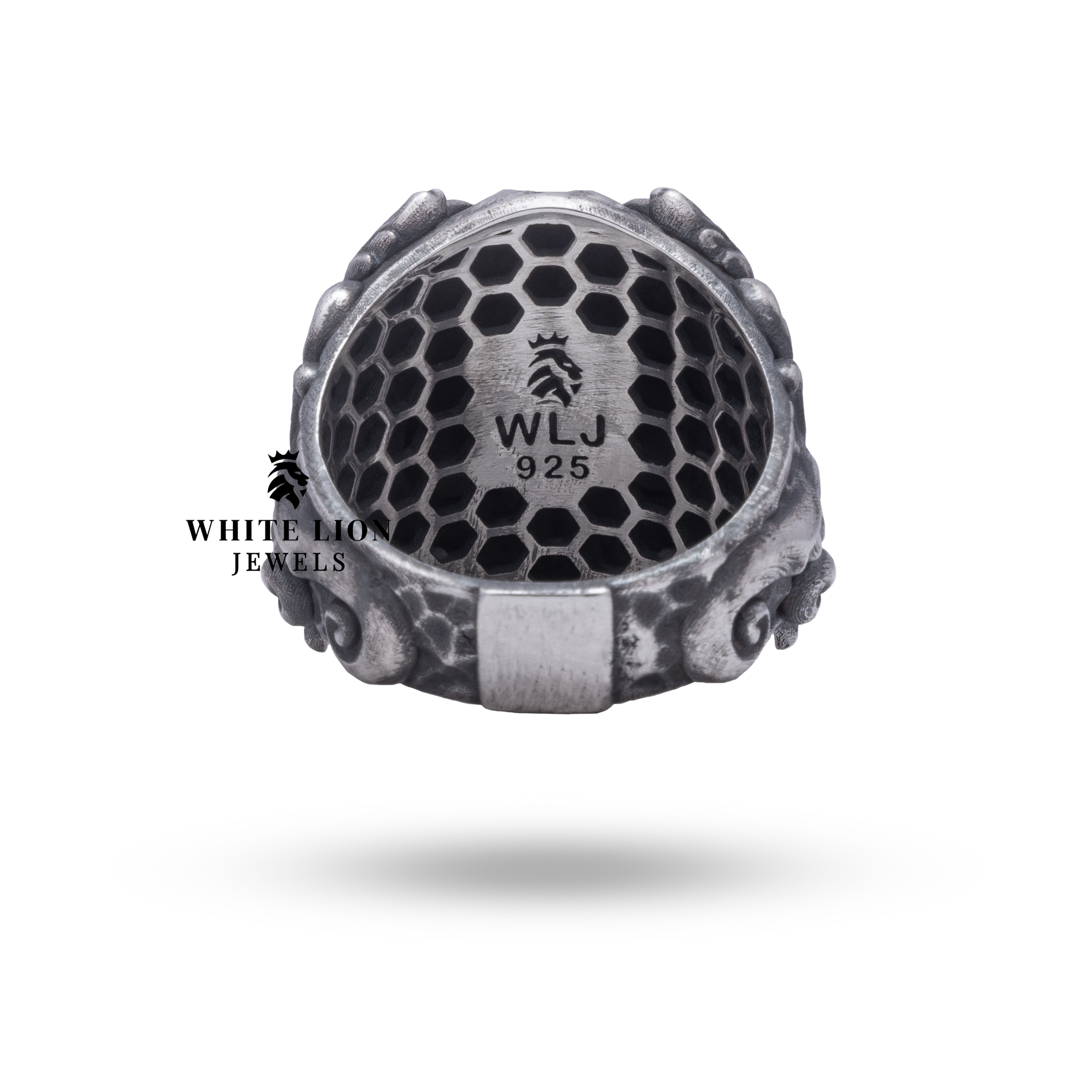 Detailed view of Handcrafted Half Jaw Gothic Classic Skull Ring, illustrating its artisan finish