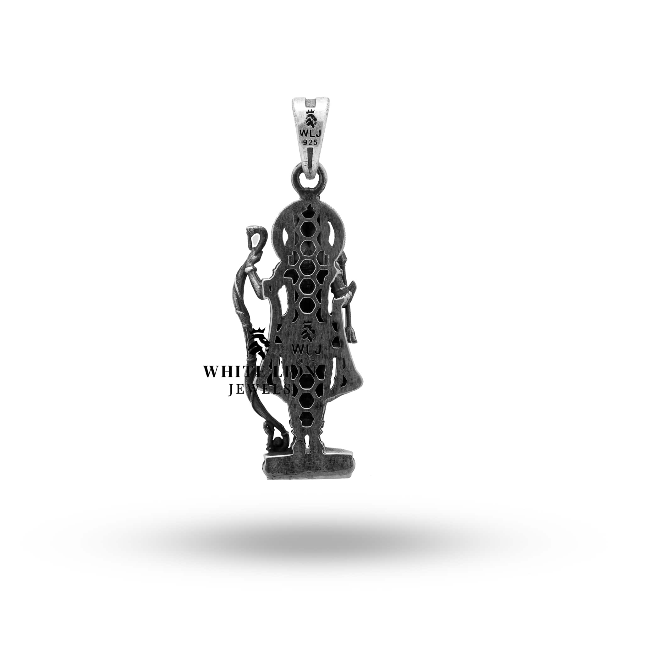 Shree Rama 925 Sterling Silver Pendant elegantly presented in a jewelry box, ideal for gifting.