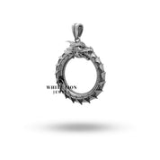 Handcrafted Ouroboros Pendant featuring dragon motif in 925 Sterling Silver, oxidized antique look, perfect fantasy accessory.