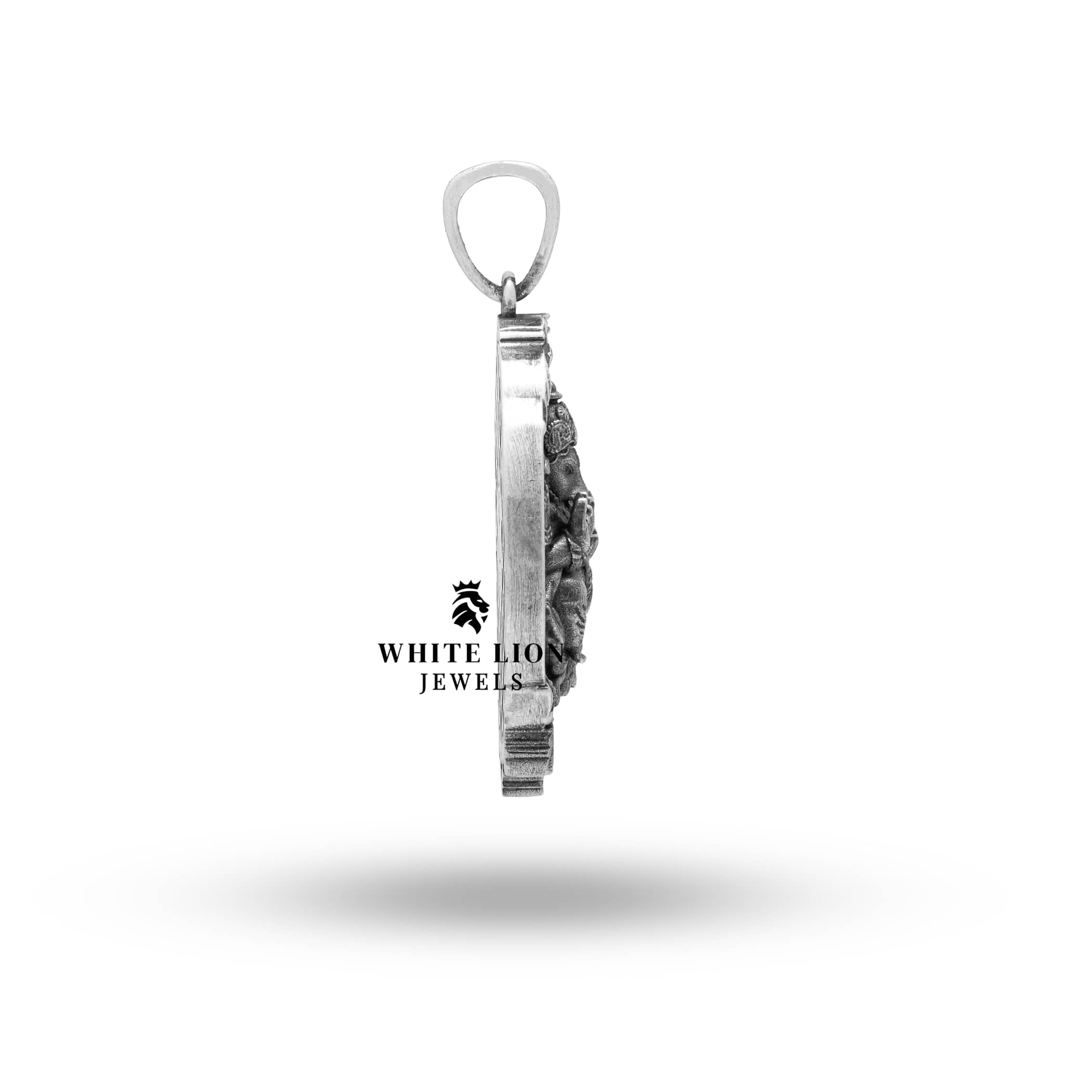 Back view of the Oval 925 Sterling Silver Ganesha Pendant.