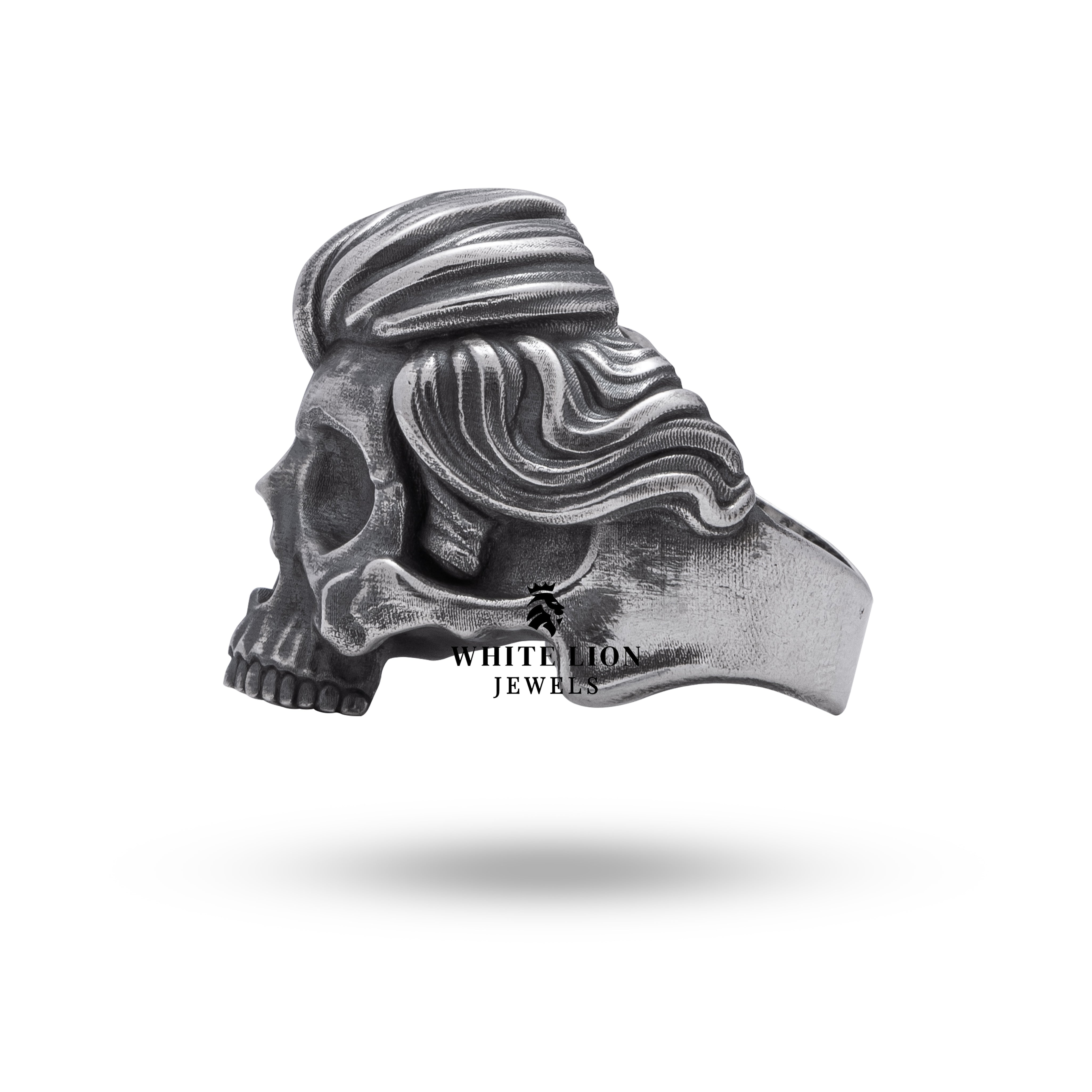 Unique gentlemen's gothic skull ring made from 925 sterling silver