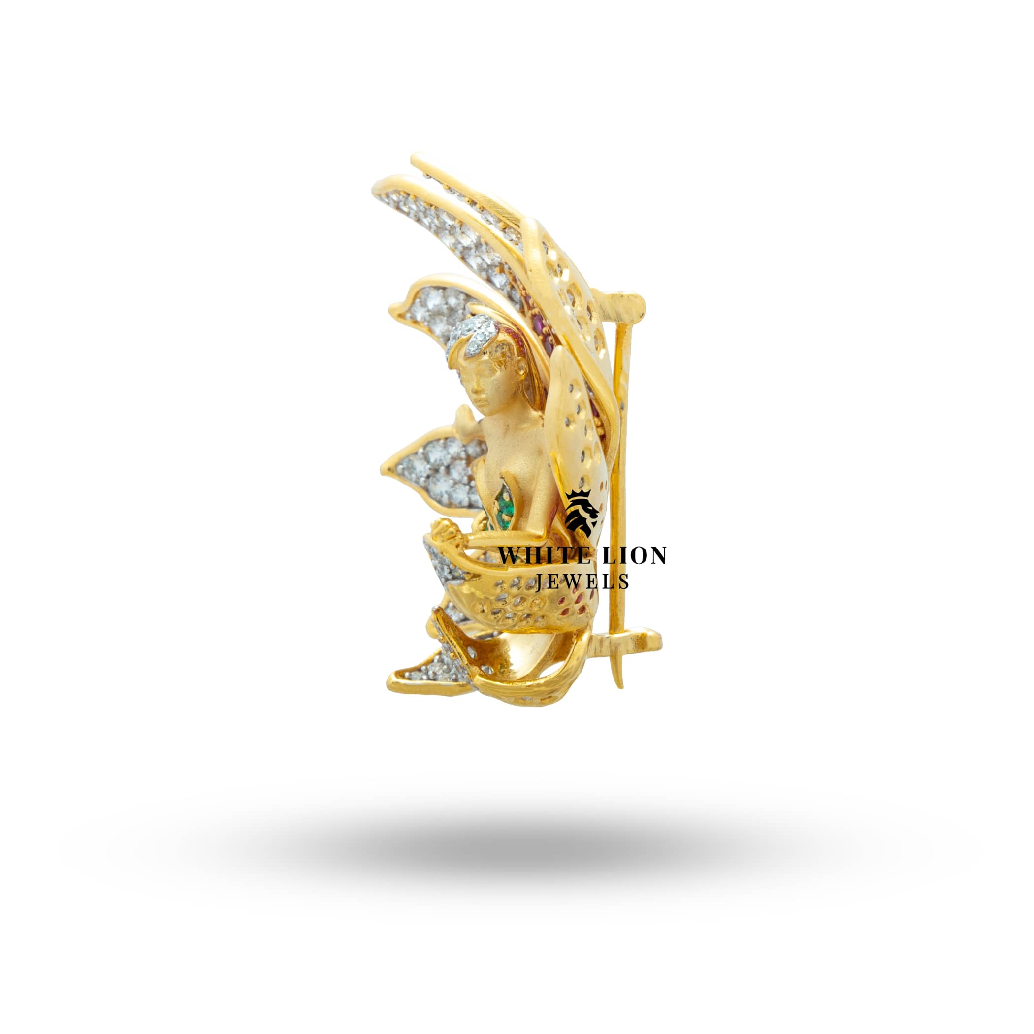 Elegant gold plated brooch with a flower motif, adorned with cubic zirconia stones for special occasions.