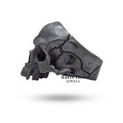 Edgy sterling silver ring set in dark, gothic styling