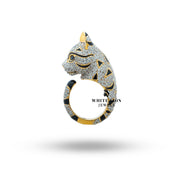 Close-up of the cubic zirconia detailing in Cat Cubic Zirconia Iced Out Ring highlighting craftsmanship.