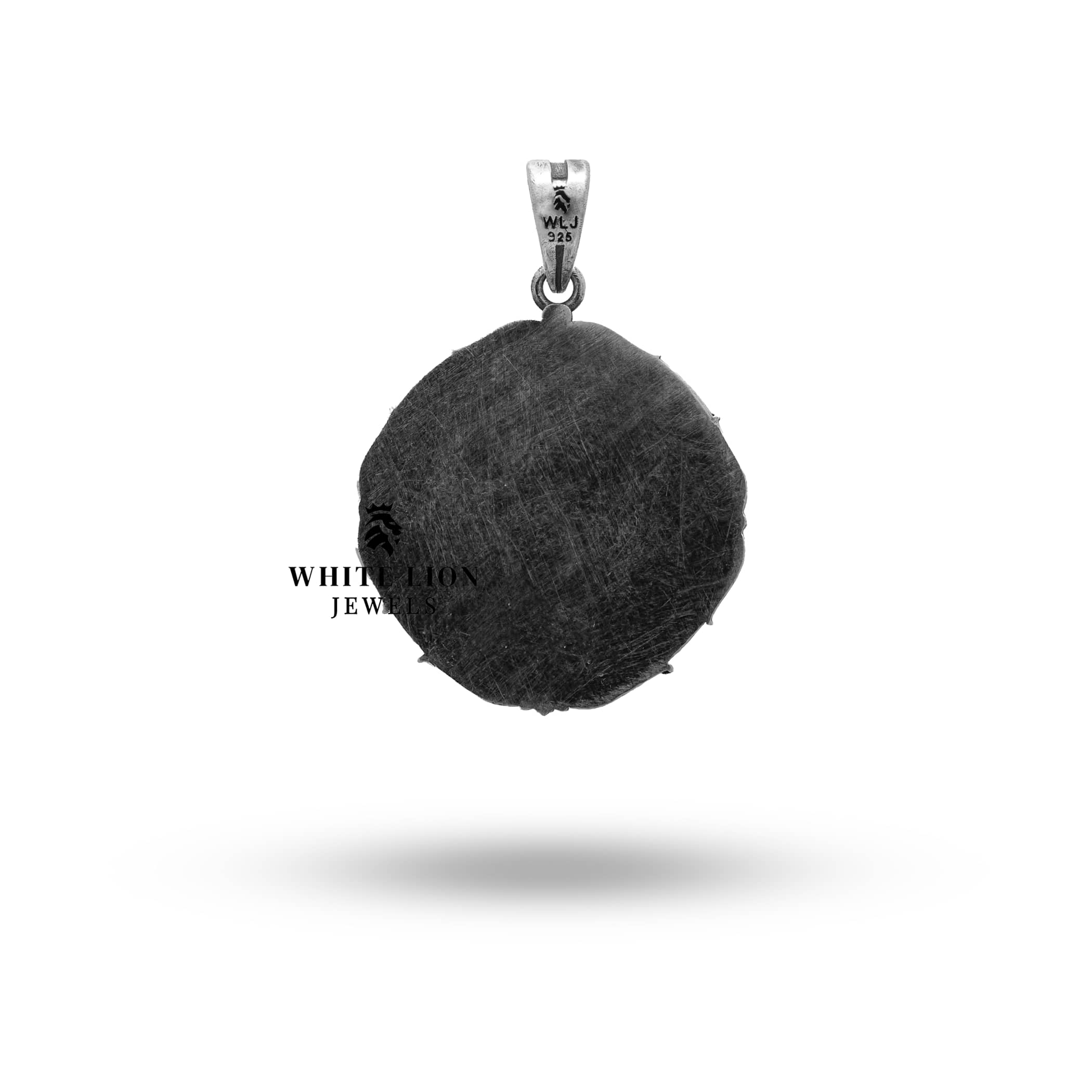 St Michael Archangel Protector Pendant in its luxury packaging by White Lion Jewels in oxidized silver finish.