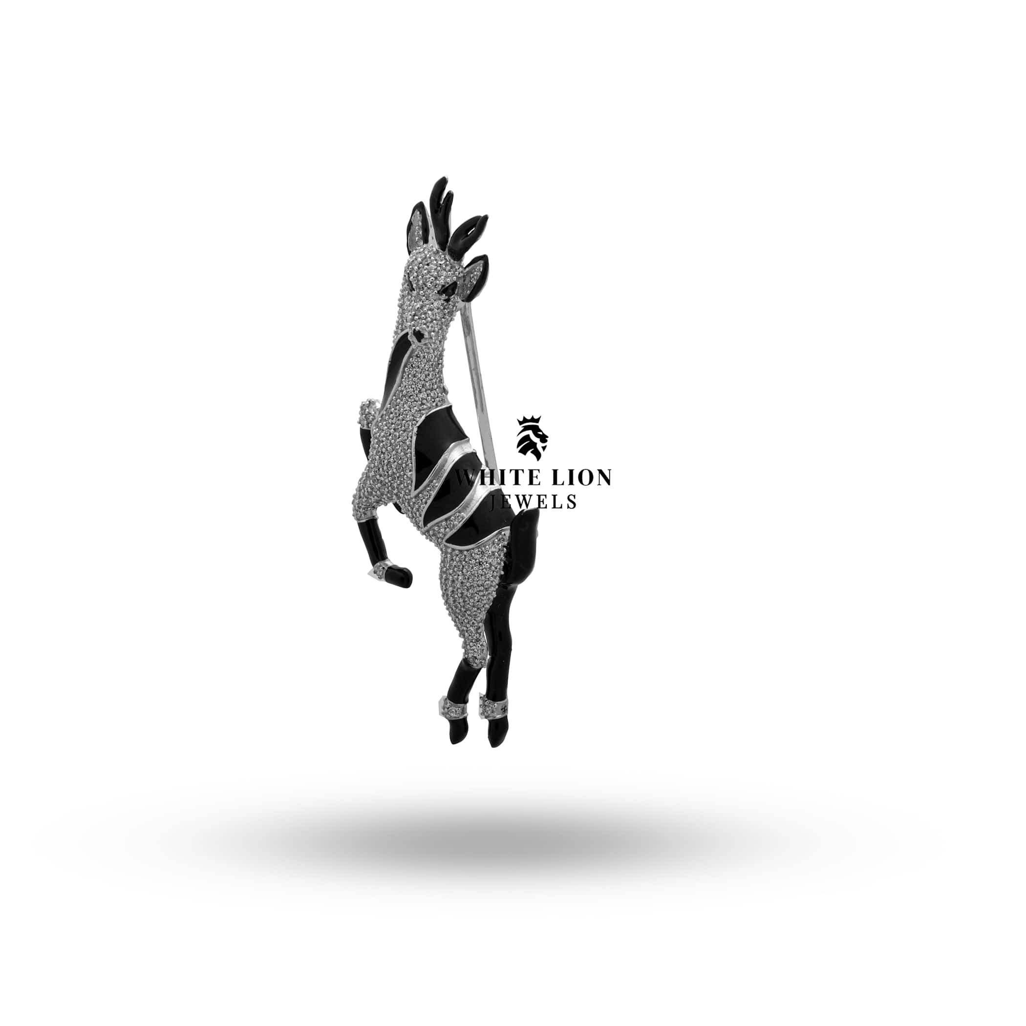 Animal Motif Silver Pin with Sparkling Stones