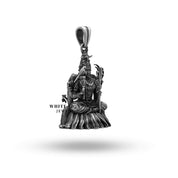 Side angle of Kanchi Kamakshi Parvati Sterling Silver Pendant highlighting its detailed craftsmanship