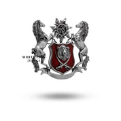 925 Sterling Silver Brooch Featuring Courage and Strength Symbols