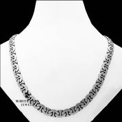 Closeup of King Style Flat Anchor Chain Necklace in Oxidized Silver