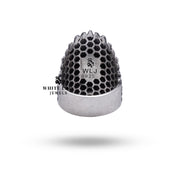 Sterling Silver tongue-out ring worn on a finger, showcasing its fit