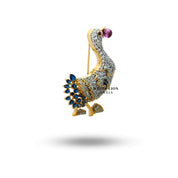 Elegant Duck Brooch in Sterling Silver, adorned with Cubic Zirconia for a luxurious look.