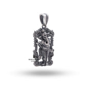 Back view showcasing intricate detailing of Lord Ganesha Silver Pendant