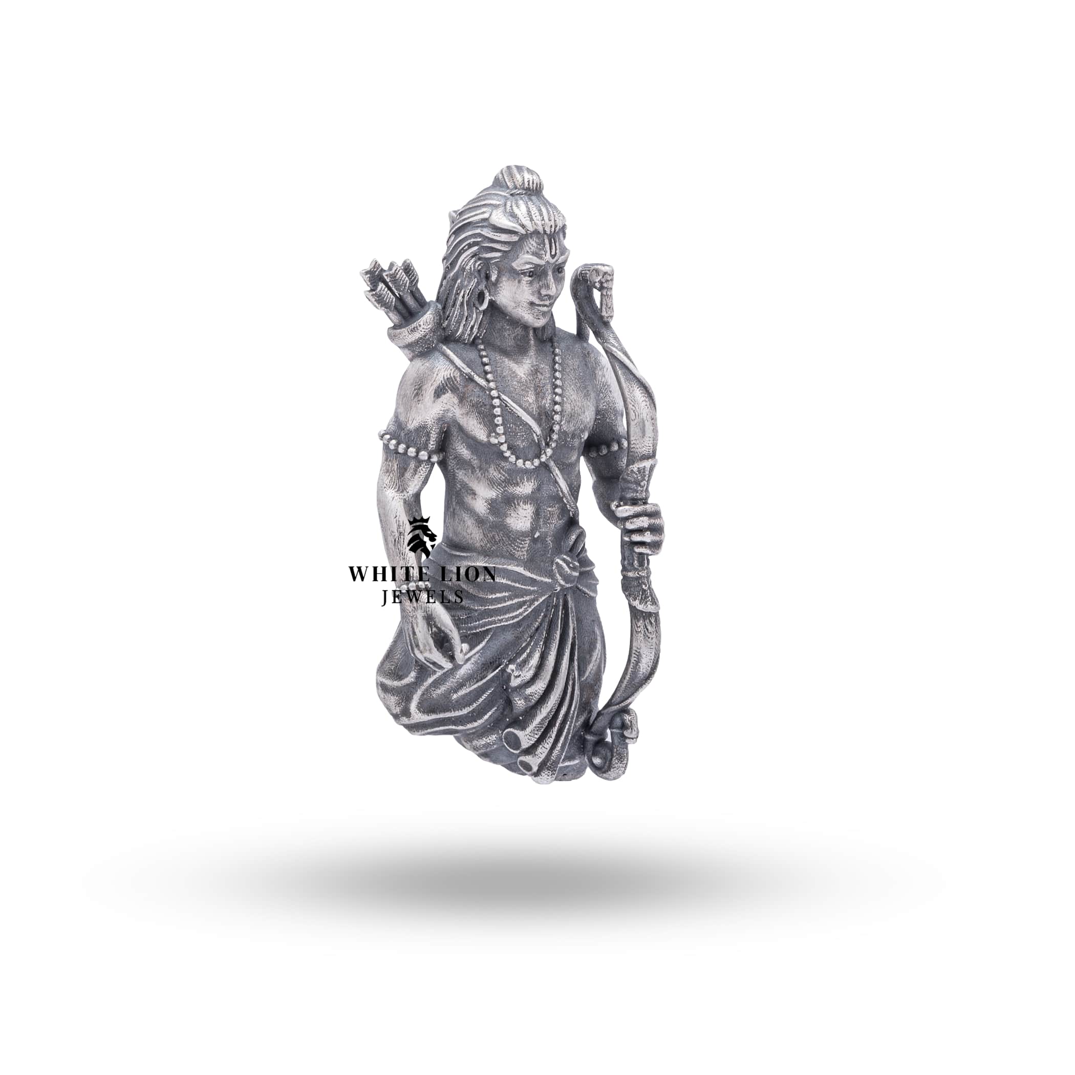 Side profile of handcrafted Lord Shree Rama 925 Sterling Silver Brooch