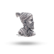 Detailed view of the Chhatrapati Raje Shivaji Maharaj Silver Brooch showcasing intricate craftsmanship