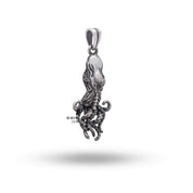Side view highlighting the detailed tentacles of the Octopus Sterling Silver Pendant
