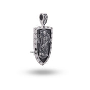 Back view of St Michael Archangel Pendant 925 Sterling Silver showing craftsmanship details