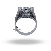 The Scream Mask Transformation 925 sterling silver ring displayed on a finger highlighting its bold presence.