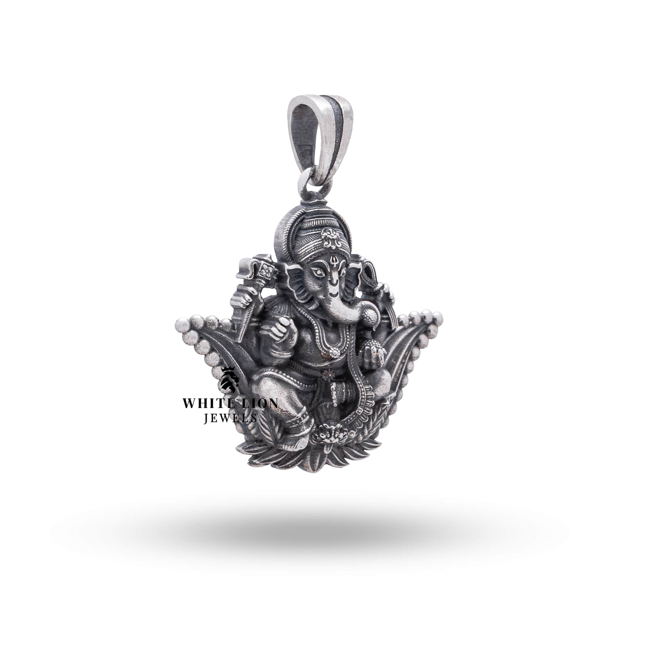 Close-Up of Lotus Ganesha Pendant Showing Intricate Handcrafted Details