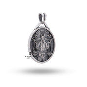 Side view of Anubis Oval Pendant 925 Sterling Silver highlighting the oval shape and craftsmanship.