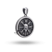 Back view of Vegvisir Viking Compass 925 Sterling Silver Pendant showcasing detailed craftsmanship