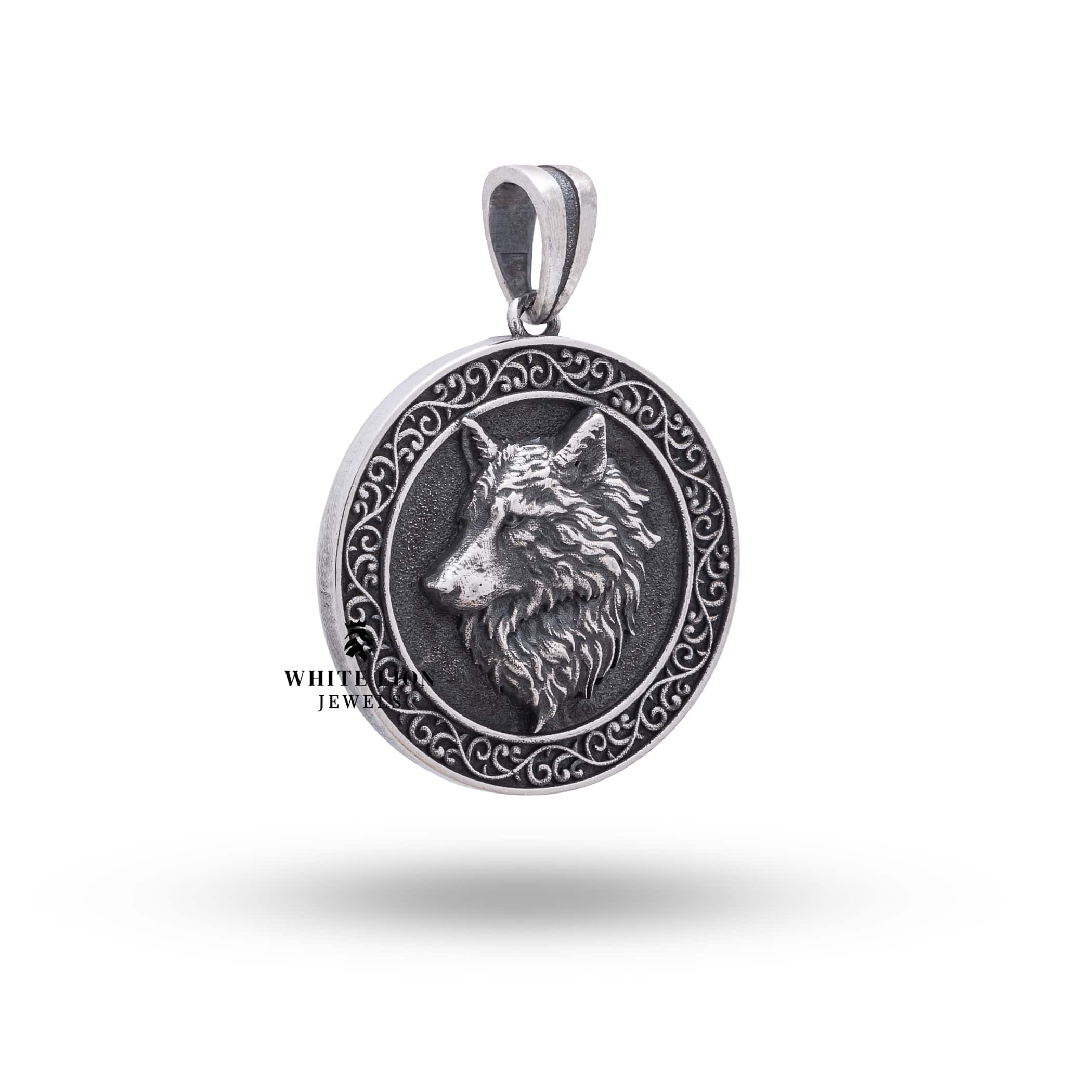 Close-up of Dog Wolf Animal Pendant showcasing intricate design and texture