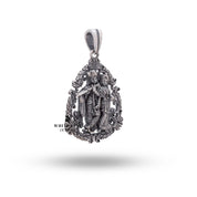 Handcrafted Lord Krishna Radha Sterling Silver Pendant, Ideal for Traditional Wear and Celebrations