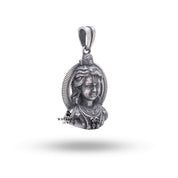 Intricate Lord Rama design pendant, 925 Sterling Silver, elegant and spiritual touch by White Lion Jewels.