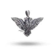 Back view of Two Headed Eagle Bird 925 Sterling Silver Pendant highlighting craftsmanship