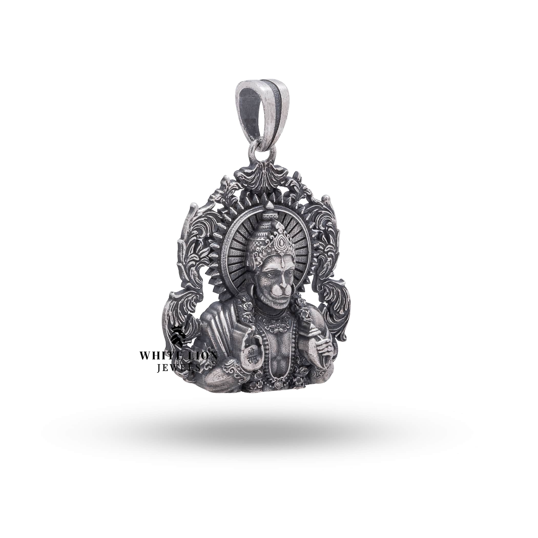 Back view of Blessing Hanuman 925 Sterling Silver Pendant demonstrating craftsmanship